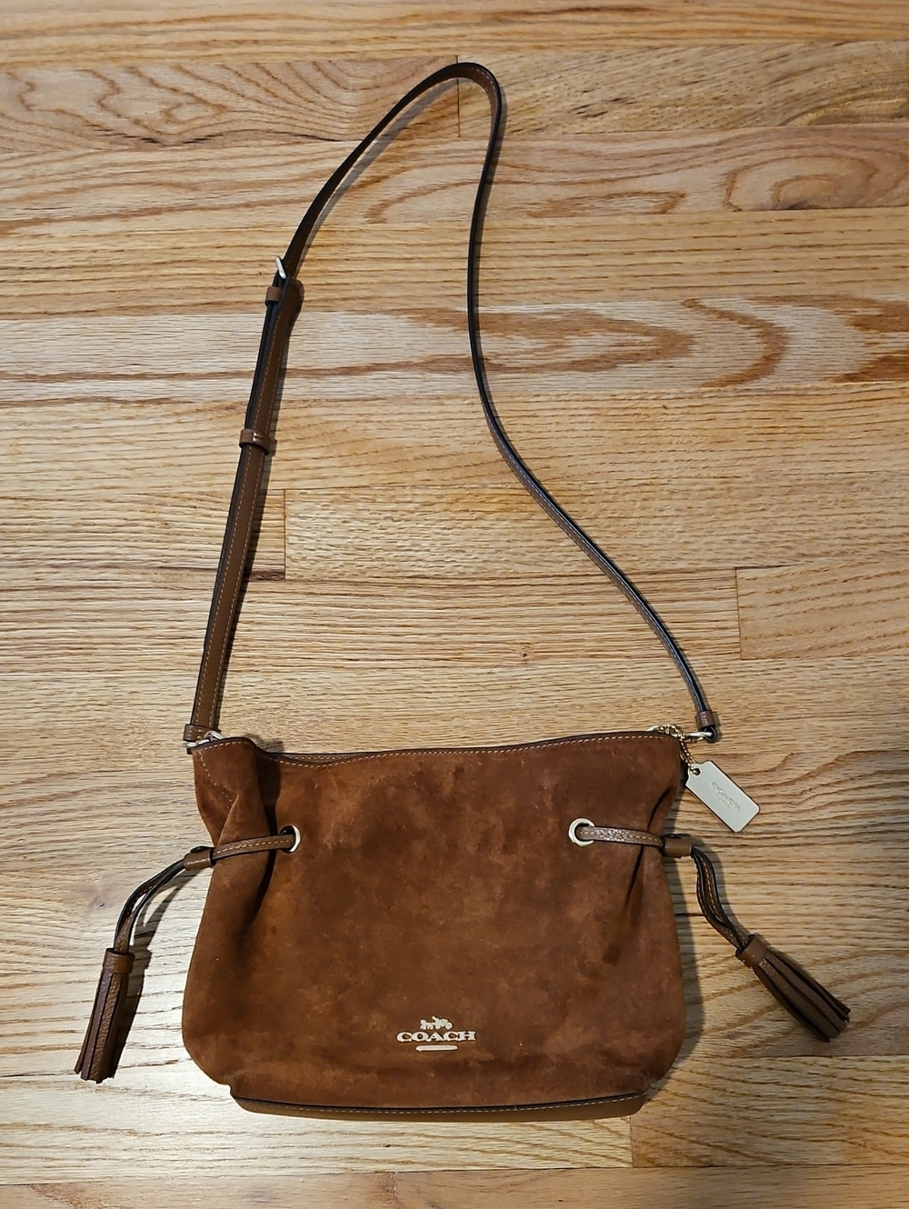 Coach Brown Suede Crossbody Bag with Tassels